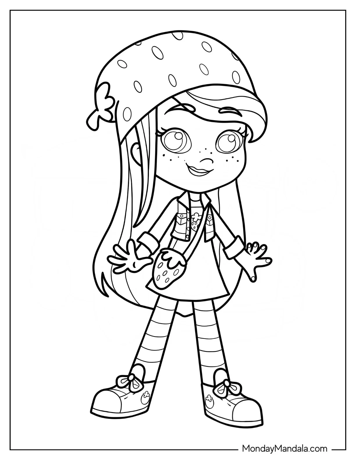 Cute Strawberry Shortcake Coloring Page For Preschoolers coloring page — printable line art