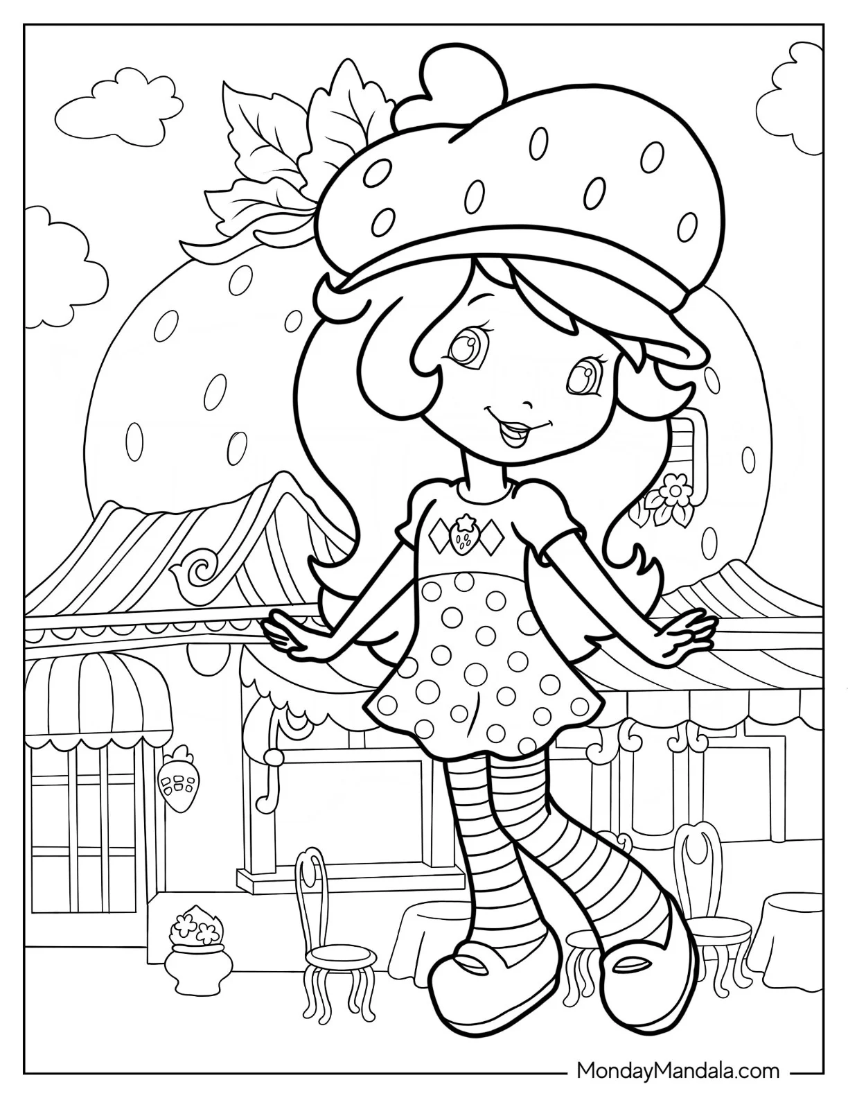 Detailed Strawberry Shortcake Coloring Page coloring page — printable line art