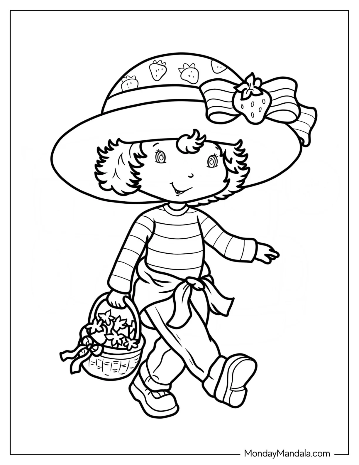 Strawberry Shortcake Coloring Page Carrying Basket Of Strawberries coloring page