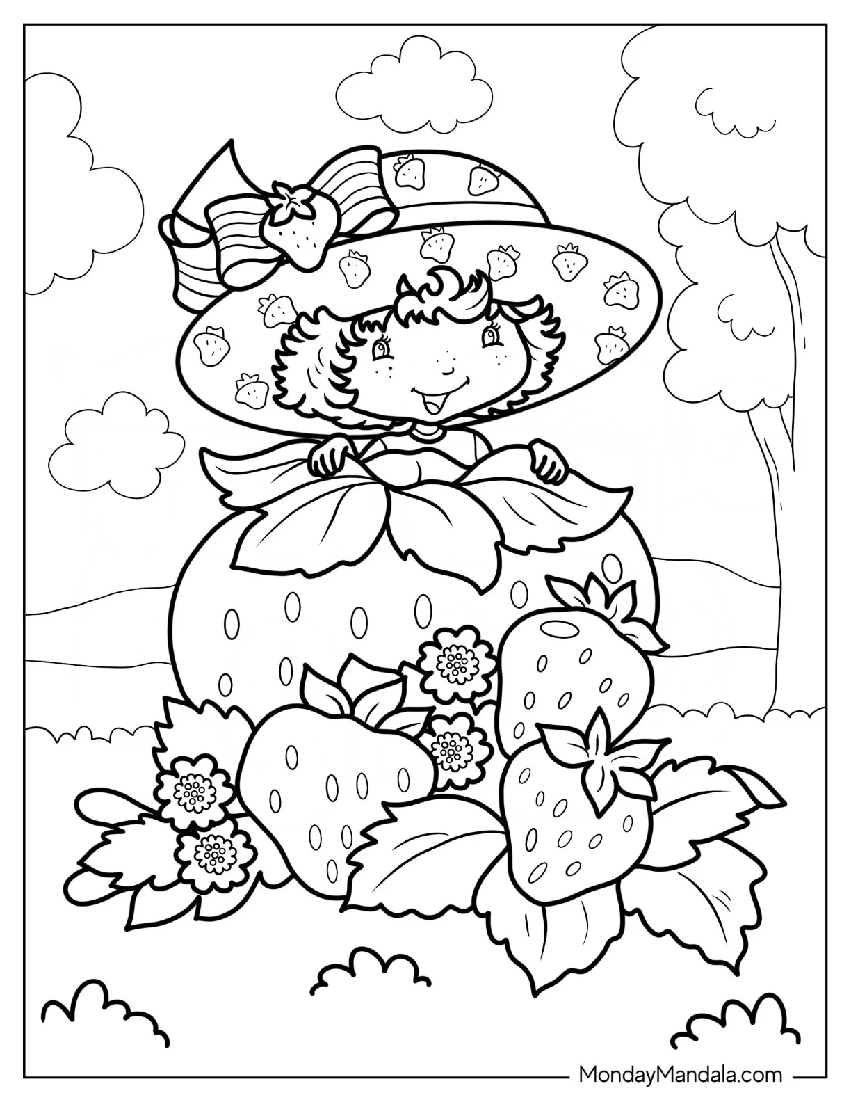 Strawberry Shortcake Coloring Page Holding Giant Strawberry coloring page