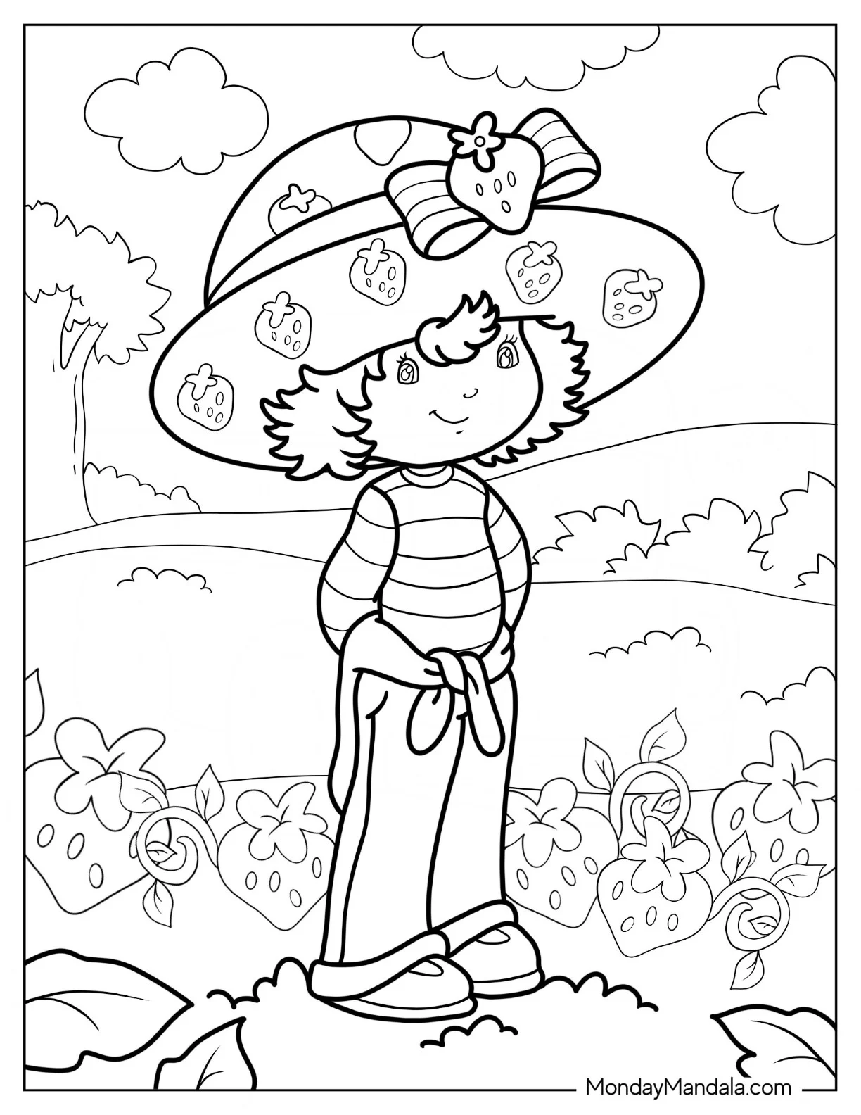 Strawberry Shortcake Coloring Page Standing In Field coloring page