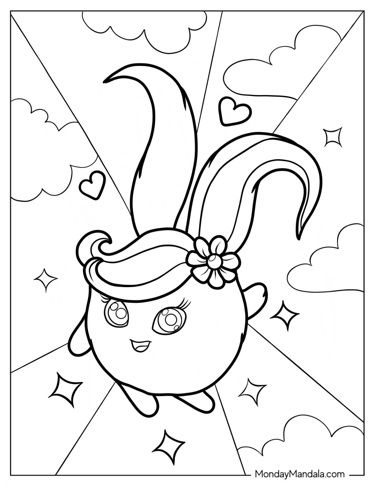 Sunny Bunnies Coloring Page Of Adorable Shiny In The Clouds coloring page