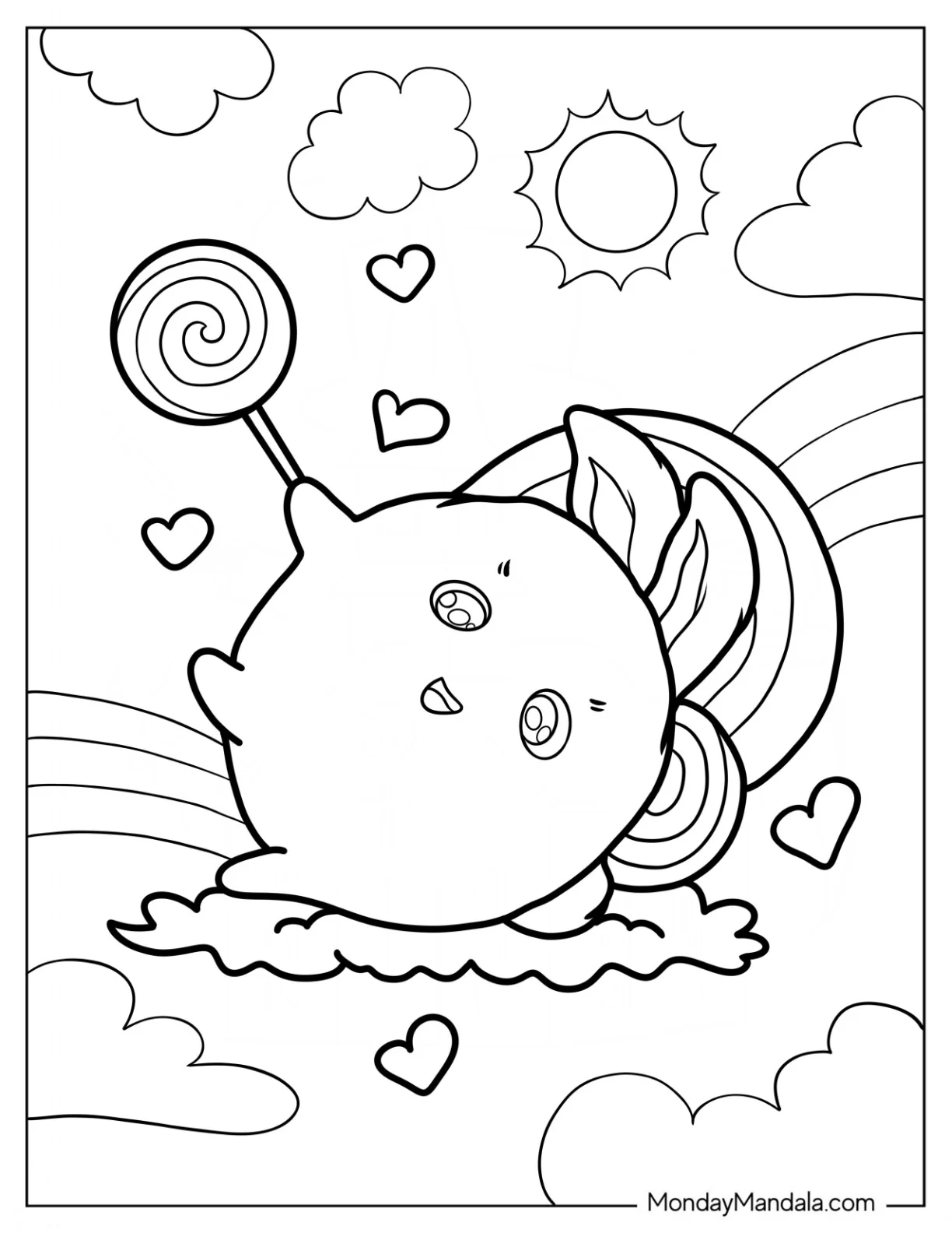 Sunny Bunnies Coloring Page Of Kawaii Big Boo With Lollipop For Kids coloring page