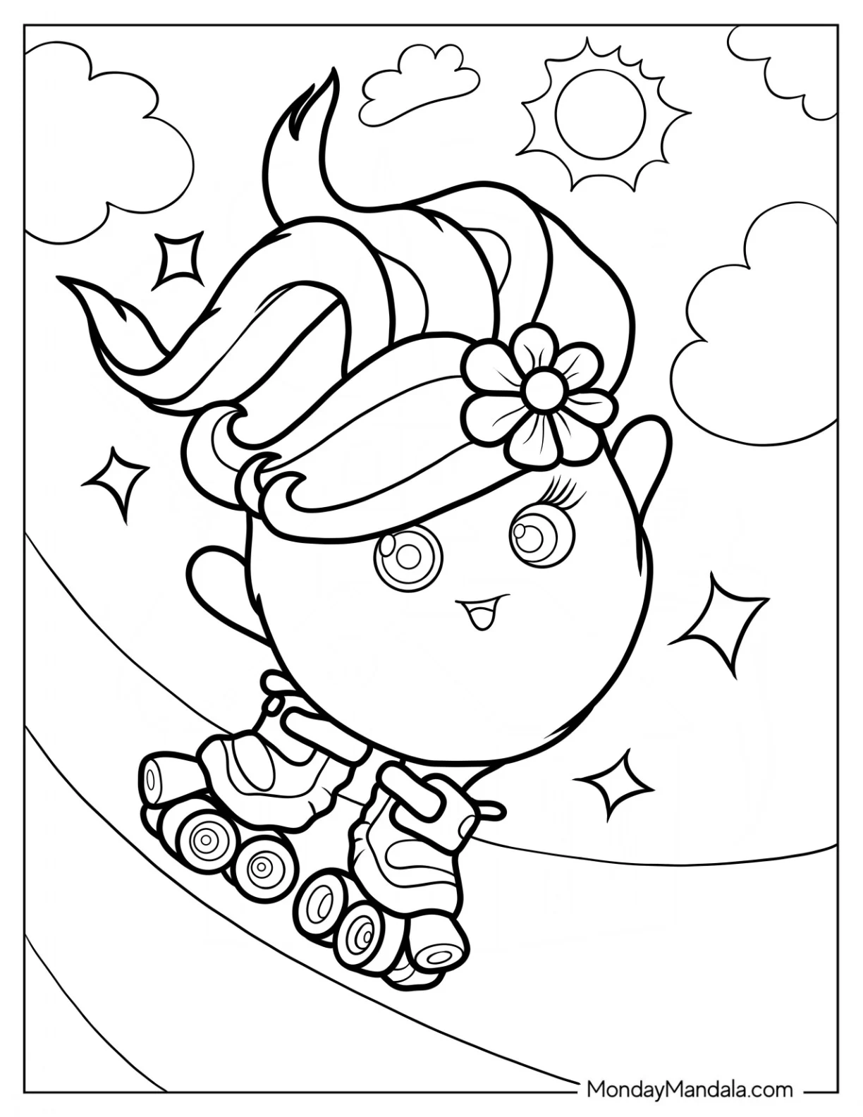 Sunny Bunnies Coloring Page Of Shiny Rollerblading On The Rainbow coloring page
