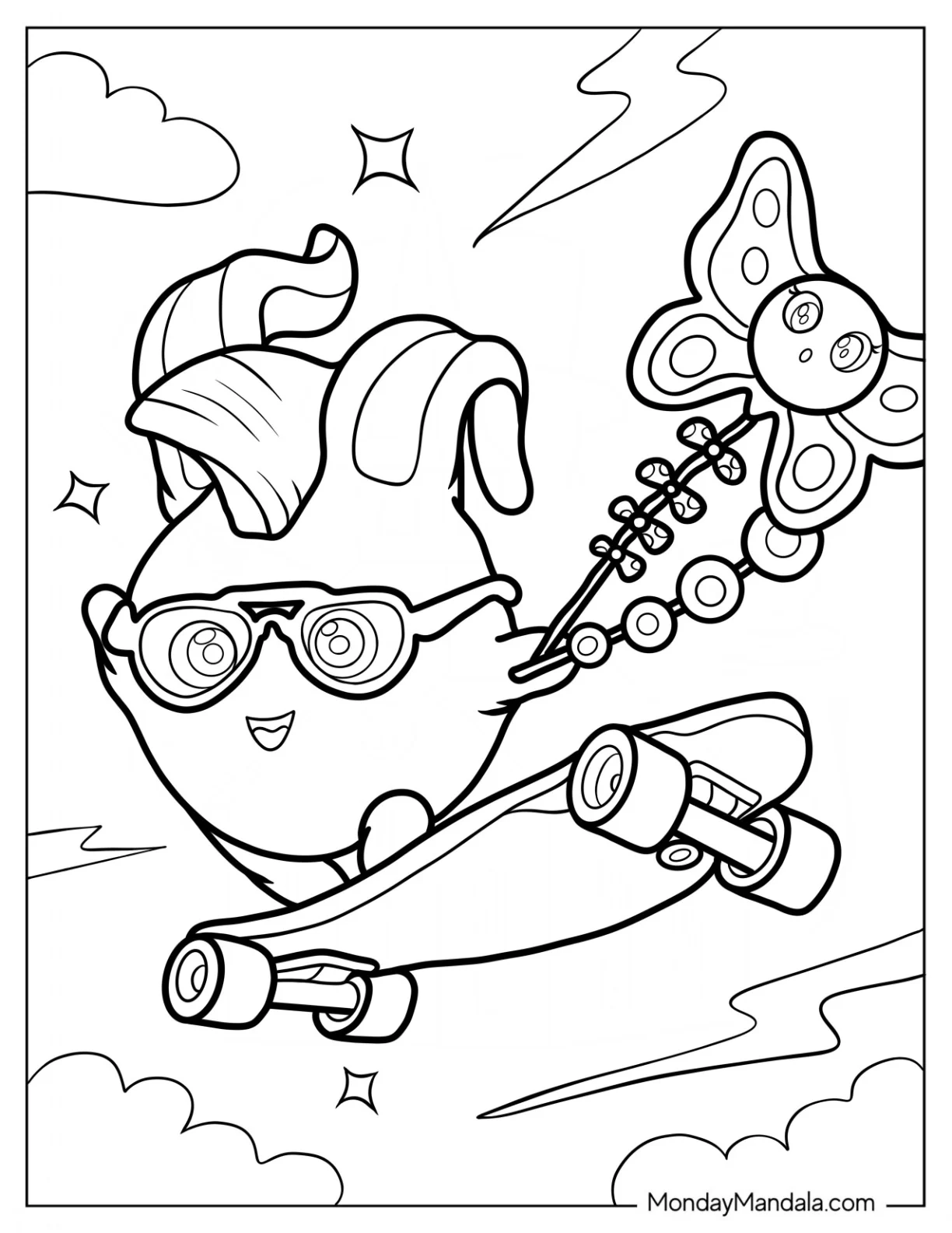 Sunny Bunnies Coloring Page Turbo On A Skateboard coloring page