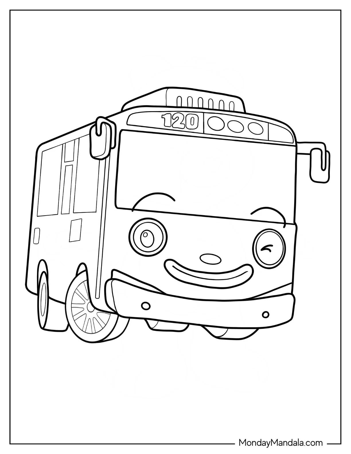 Tayo Coloring Page Of Cute Winking Tayo Bus coloring page