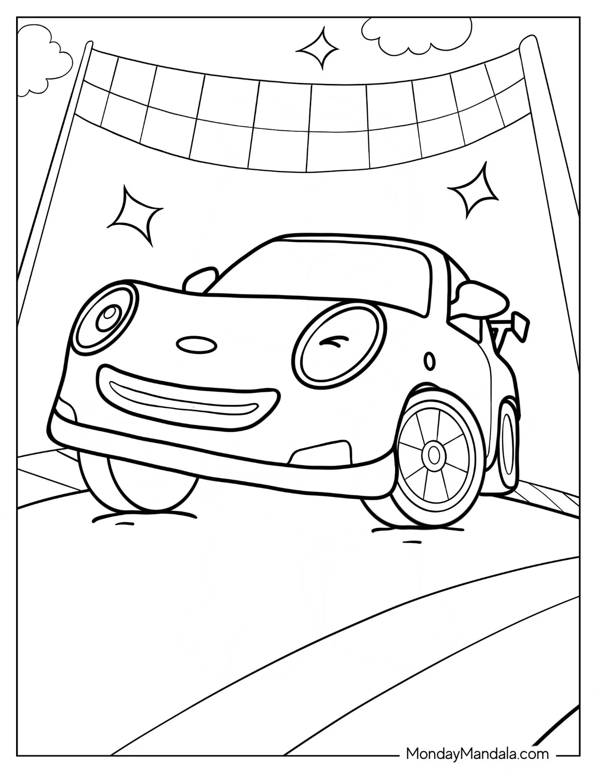 Tayo Coloring Page Of Easy Speed Winking Outline For Kids coloring page