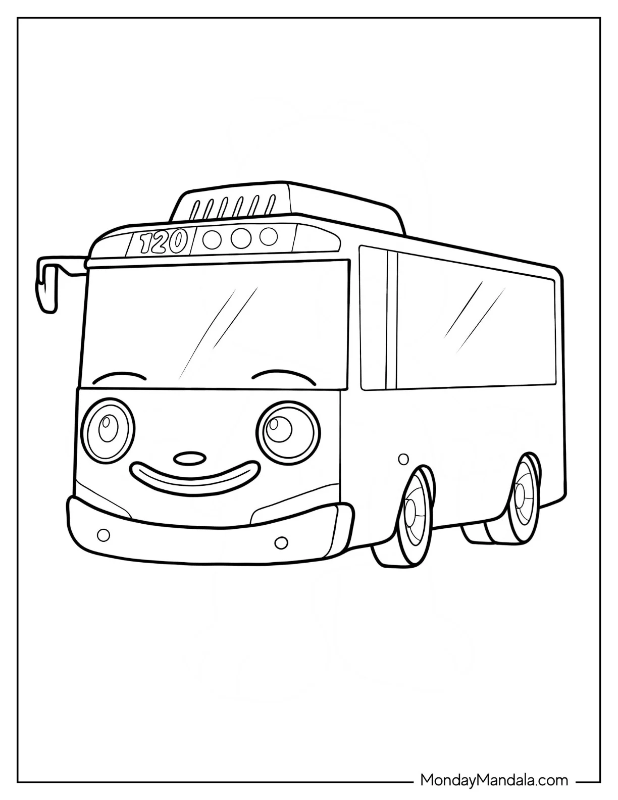 Tayo Coloring Page Of Easy Tayo Bus Outline coloring page