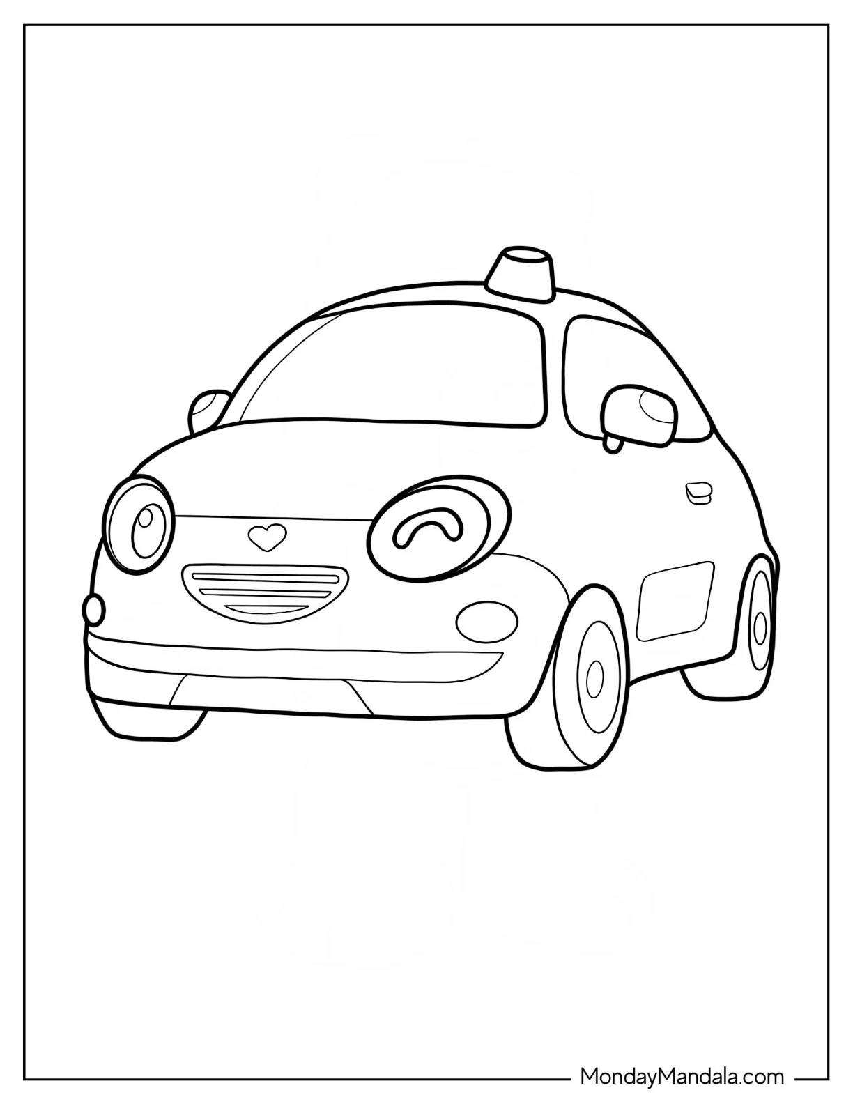 Tayo Coloring Page Of Kawaii Heart The Hatchback Car coloring page