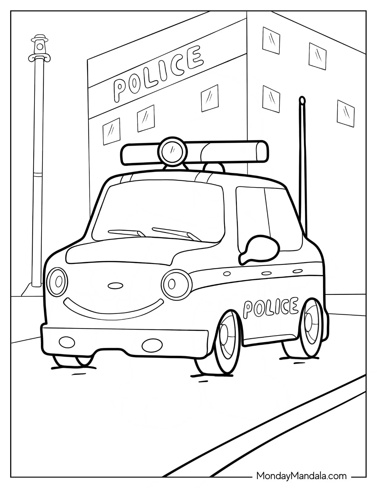 Tayo Coloring Page Of Pat The Police Car For Preschoolers coloring page