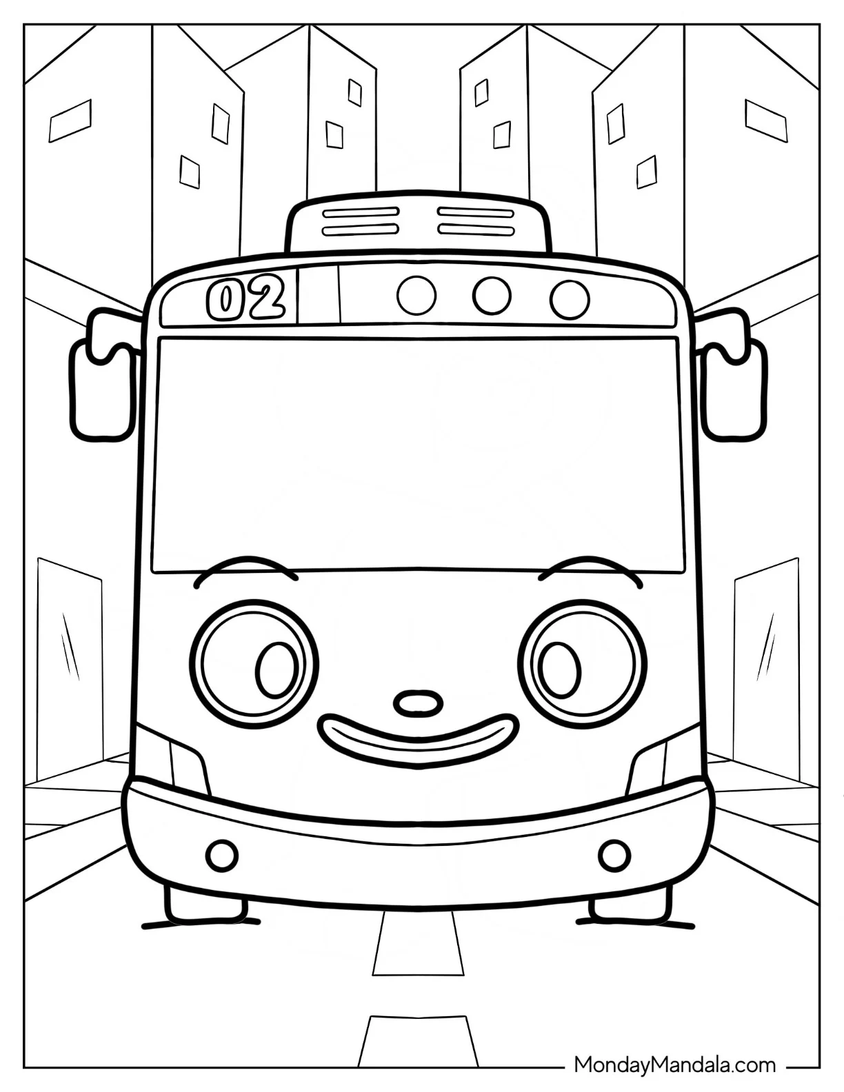 Tayo Coloring Page Of Smiling Lani Bus For Preschoolers coloring page