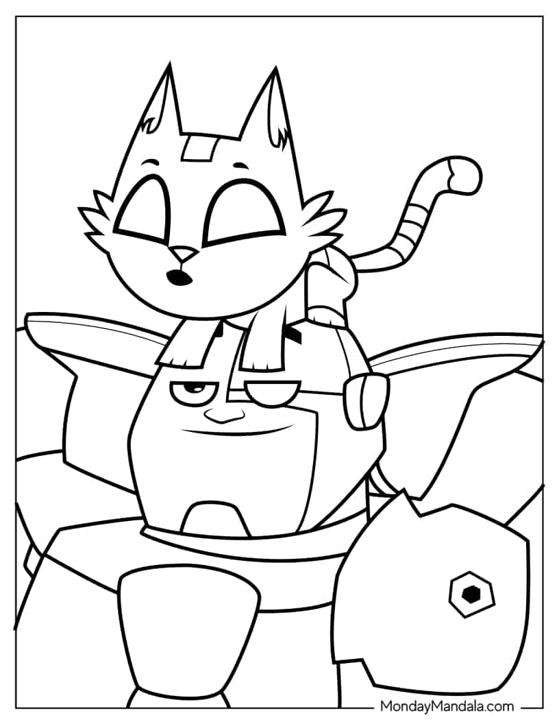 Beast Boy Cat Form On Cyborg_s Head coloring page