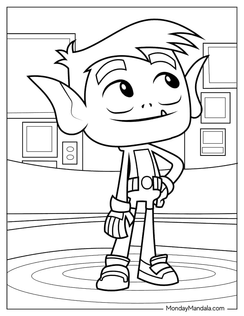 Coloring Sheet Of Beast Boy Smiling coloring page
