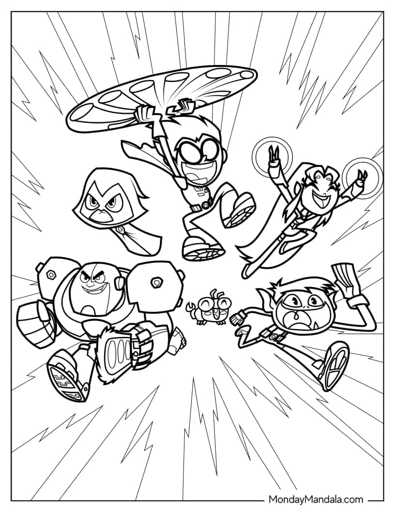 Detailed Teen Titans Go Coloring Page coloring page