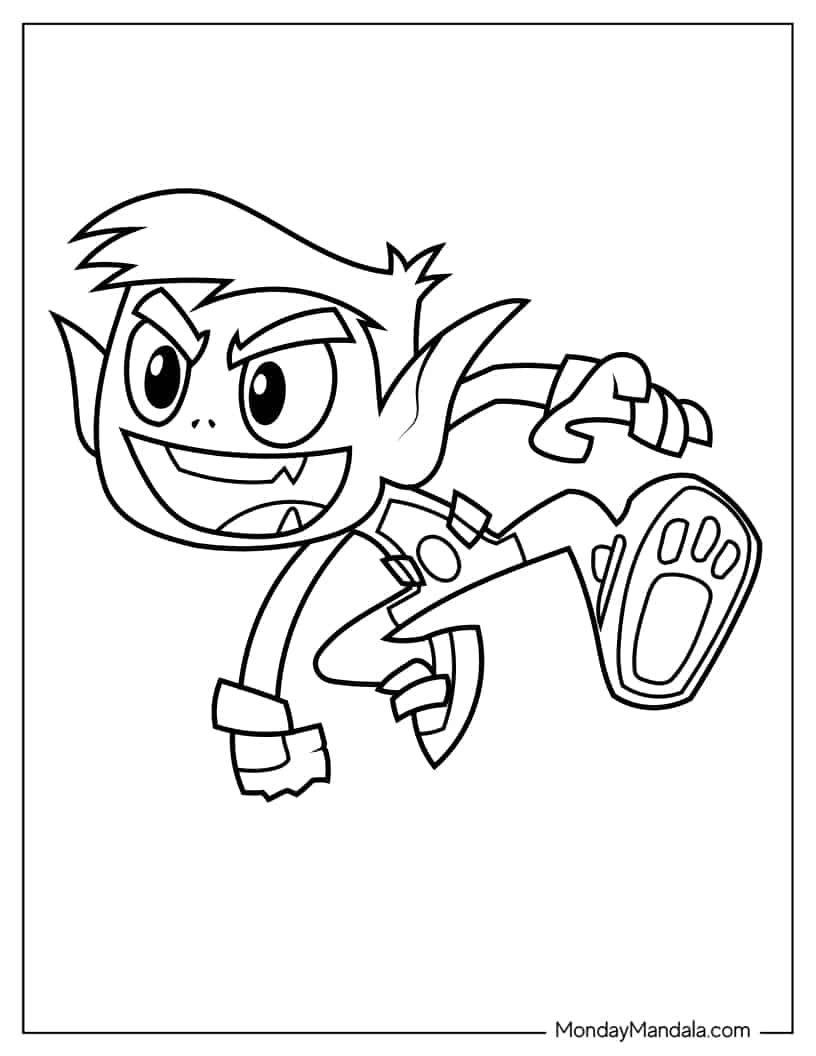 Simple Beast Boy Outline Coloring In For Kids coloring page