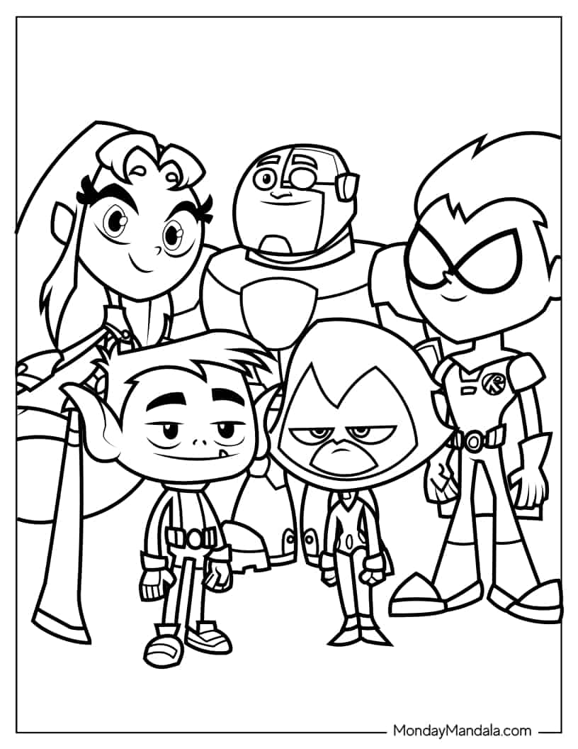 Simple Outline Of Teen Titans Go coloring page