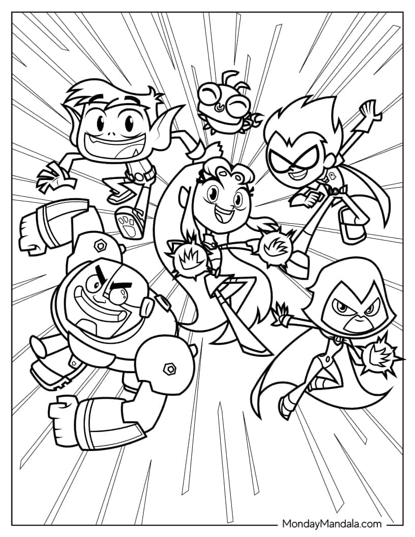 Teen Titans Go Crew Coloring Sheet coloring page