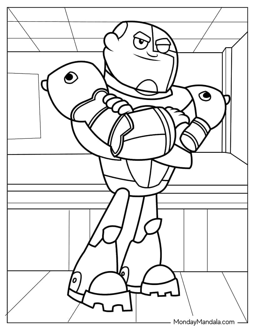 Teen Titans Go Cyborg Coloring Sheet coloring page