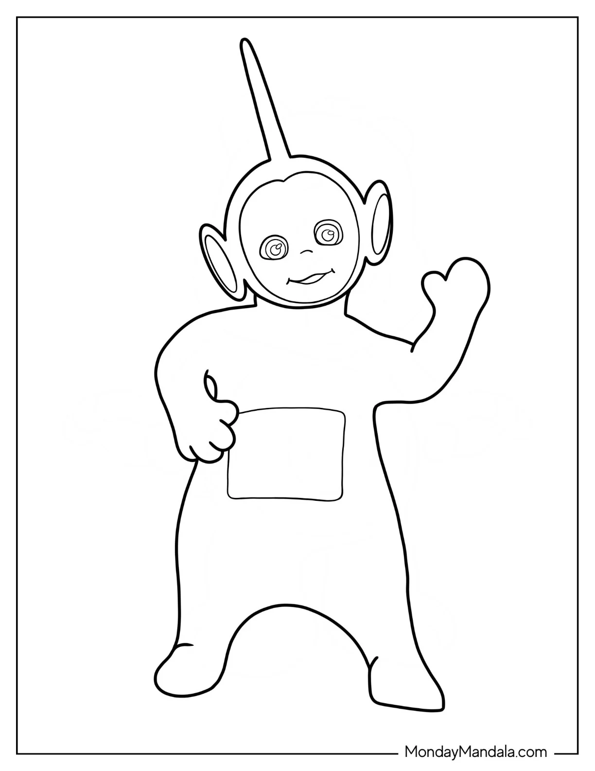 Teletubbies Coloring Page Of Easy Dipsy In Iconic Pose coloring page