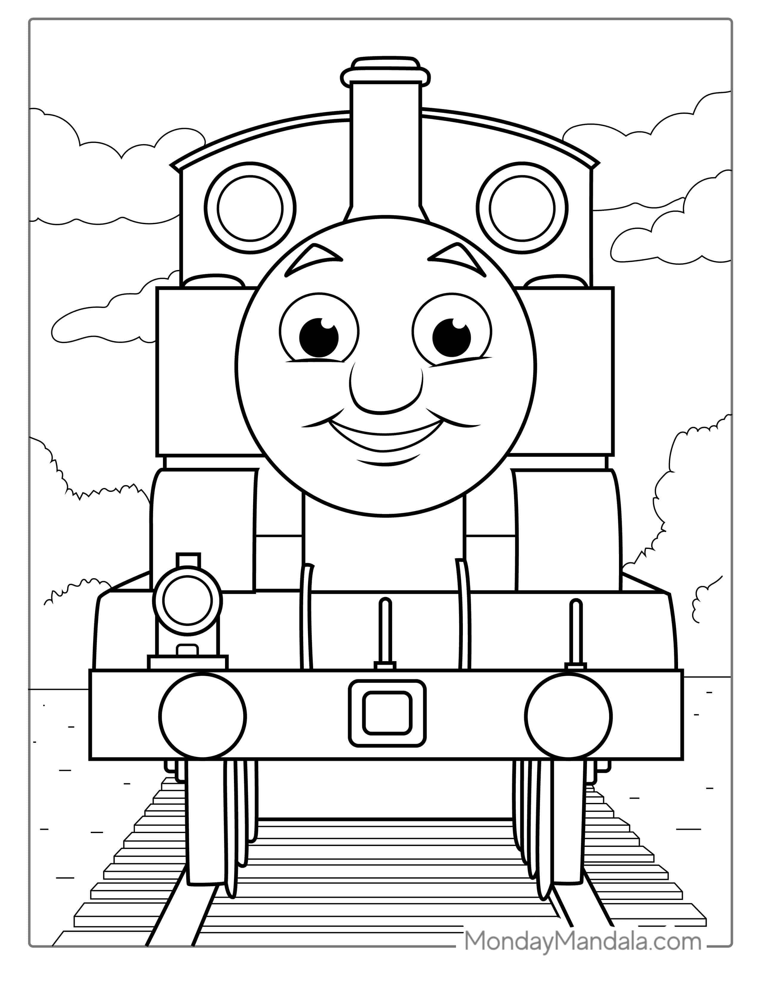 Simple Outline Of Thomas The Tank Engine To Color coloring page