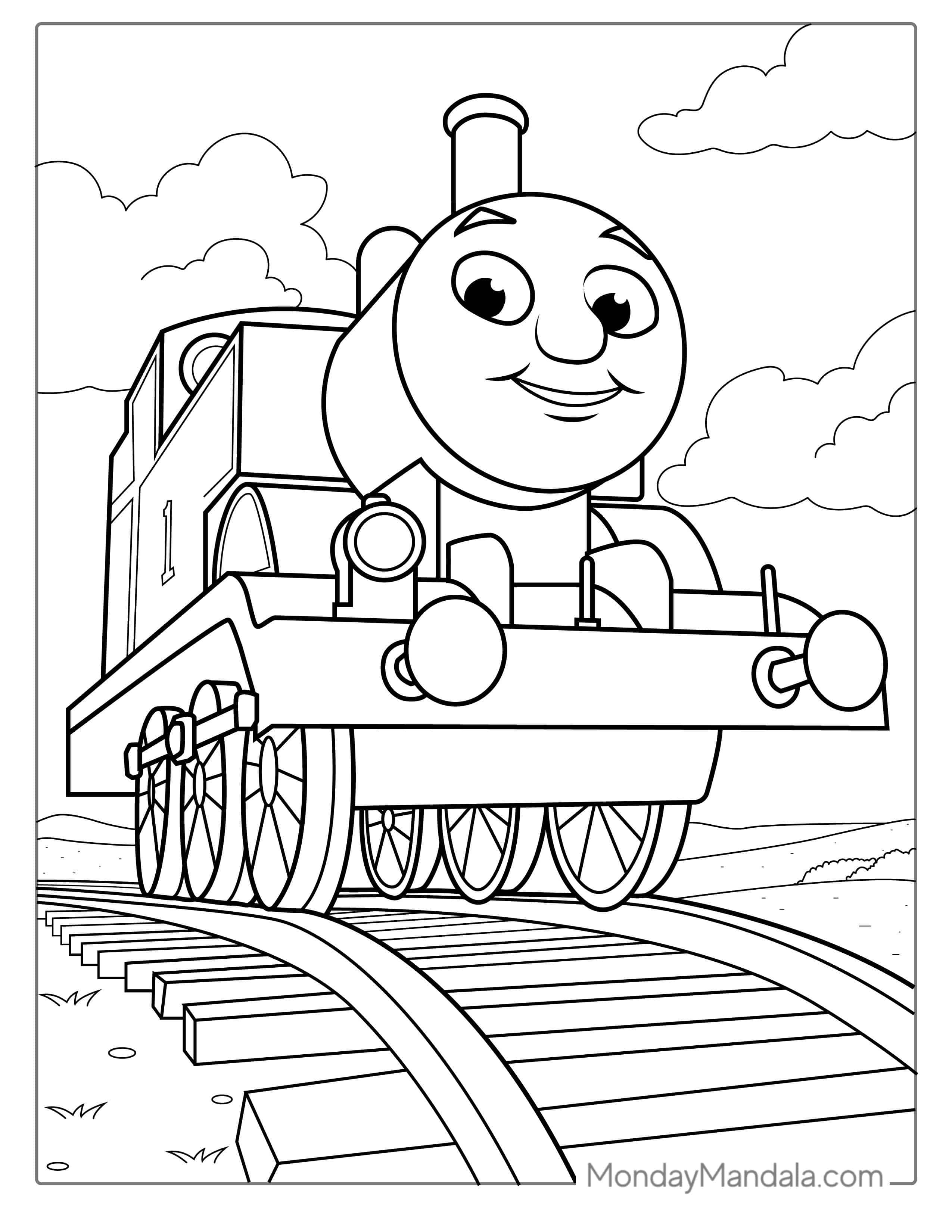 Smiling Thomas The Tank Engine Coloring Picture coloring page