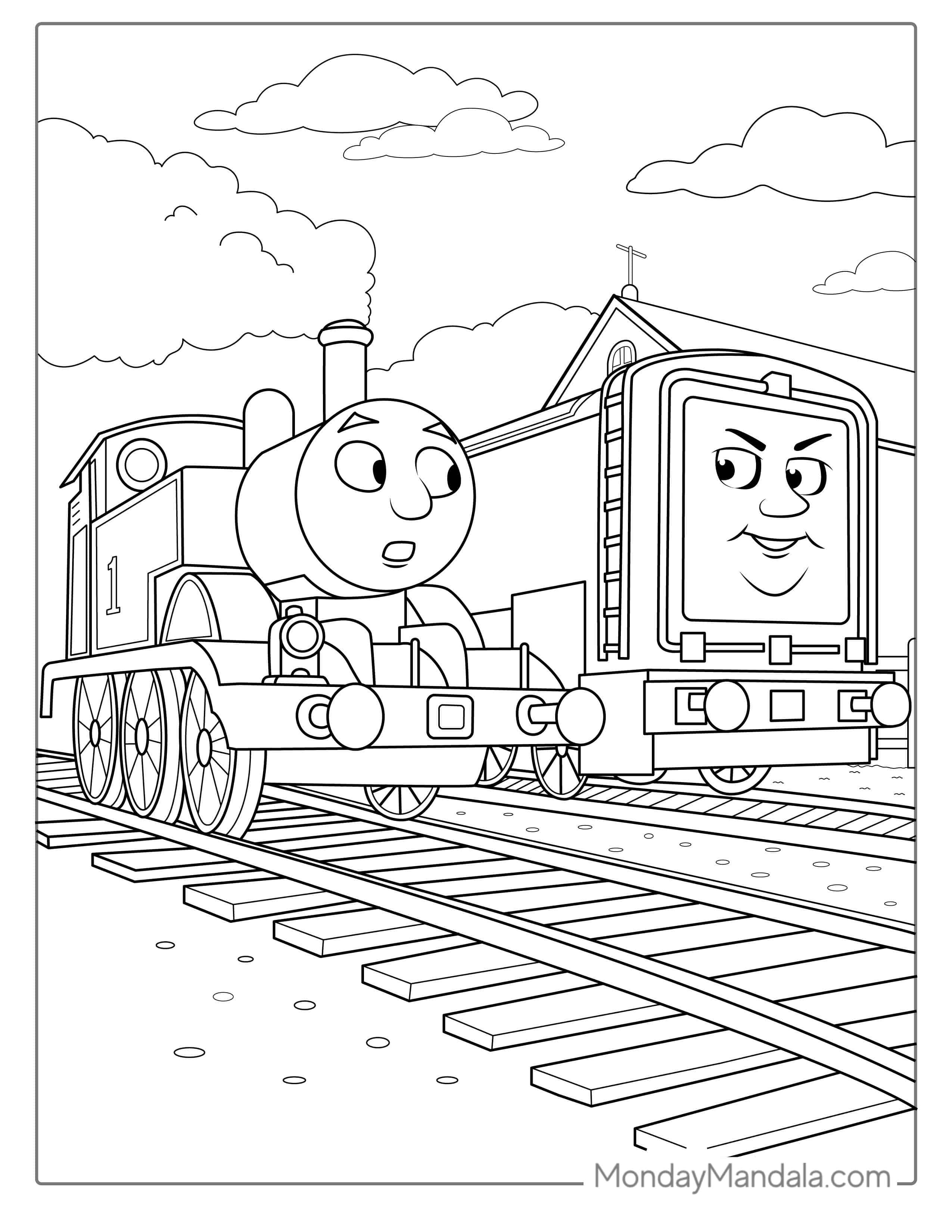 Thomas And Diesel Train Coloring Page coloring page