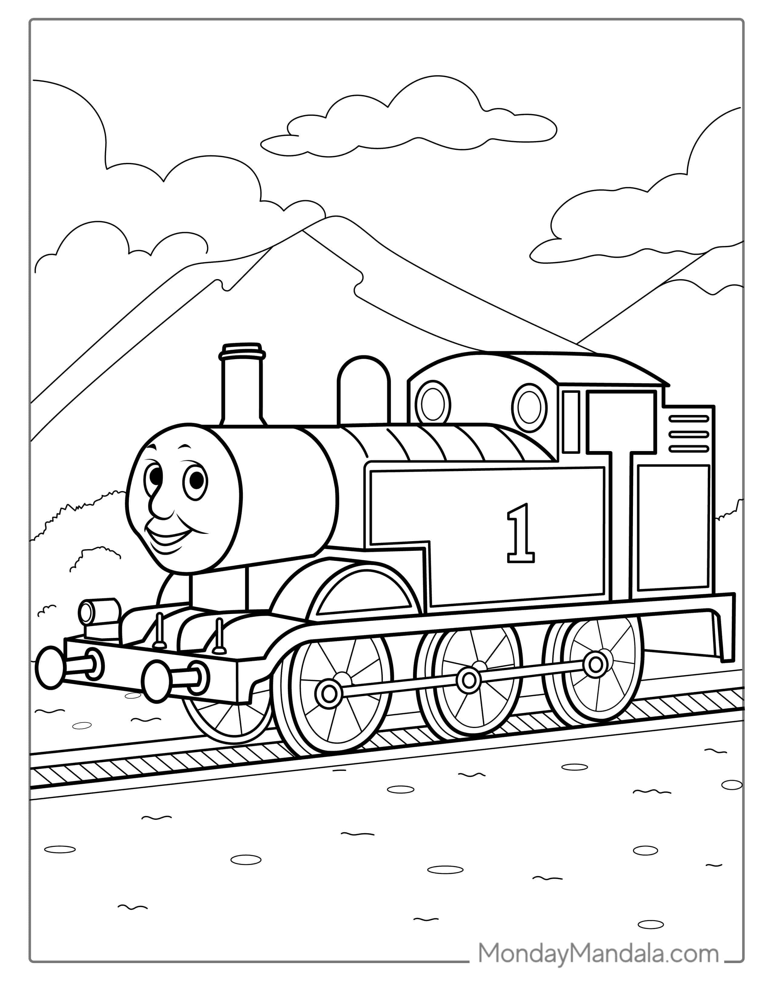 Thomas On Train Tracks Coloring Sheet coloring page