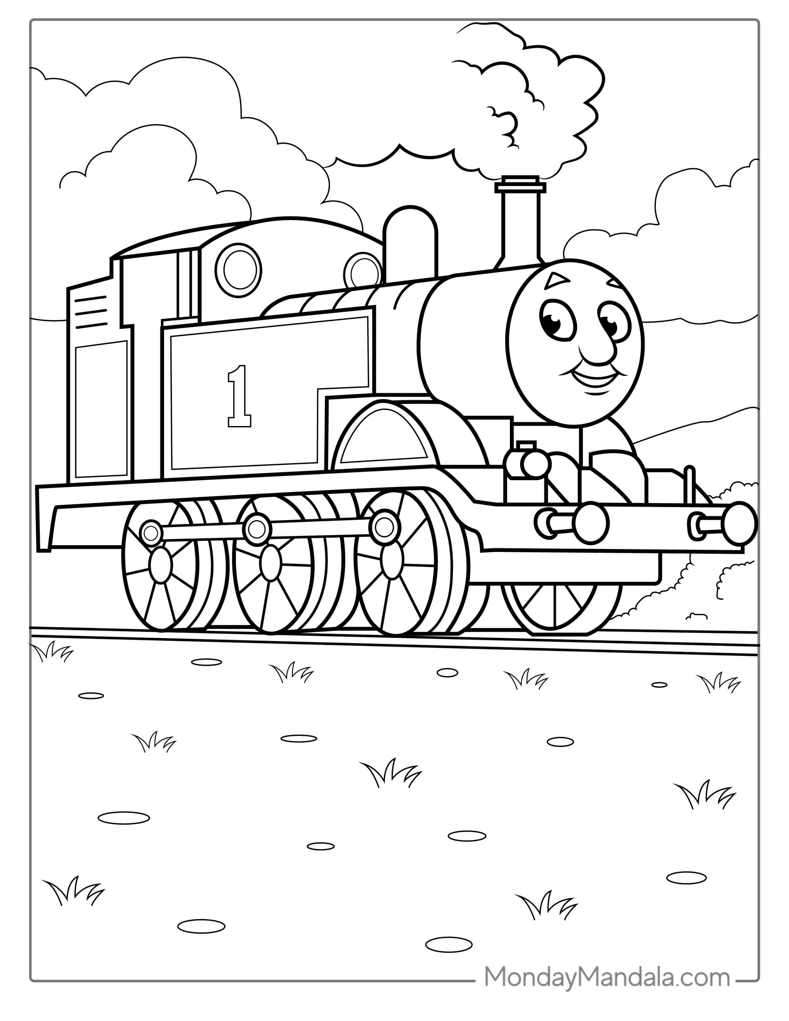 Thomas With Steam Coming From Engine To Color coloring page