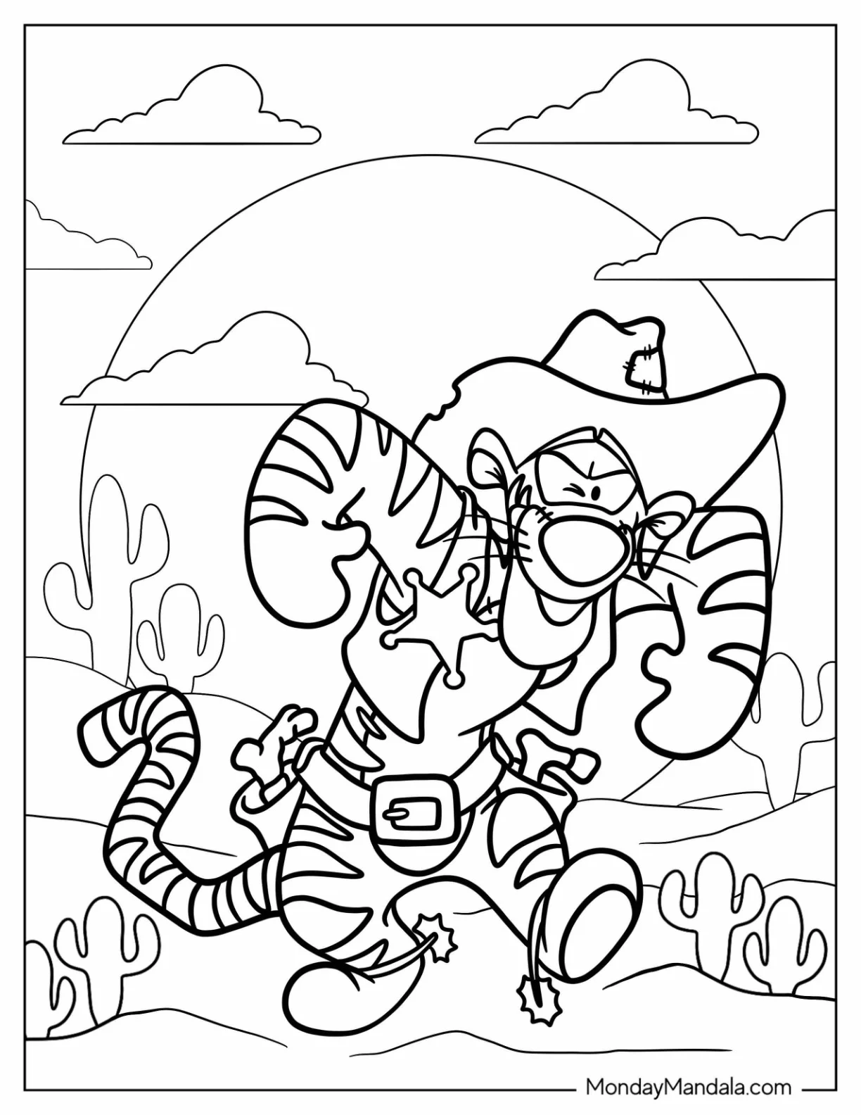 Cowboy Tigger Coloring Page In The Desert coloring page