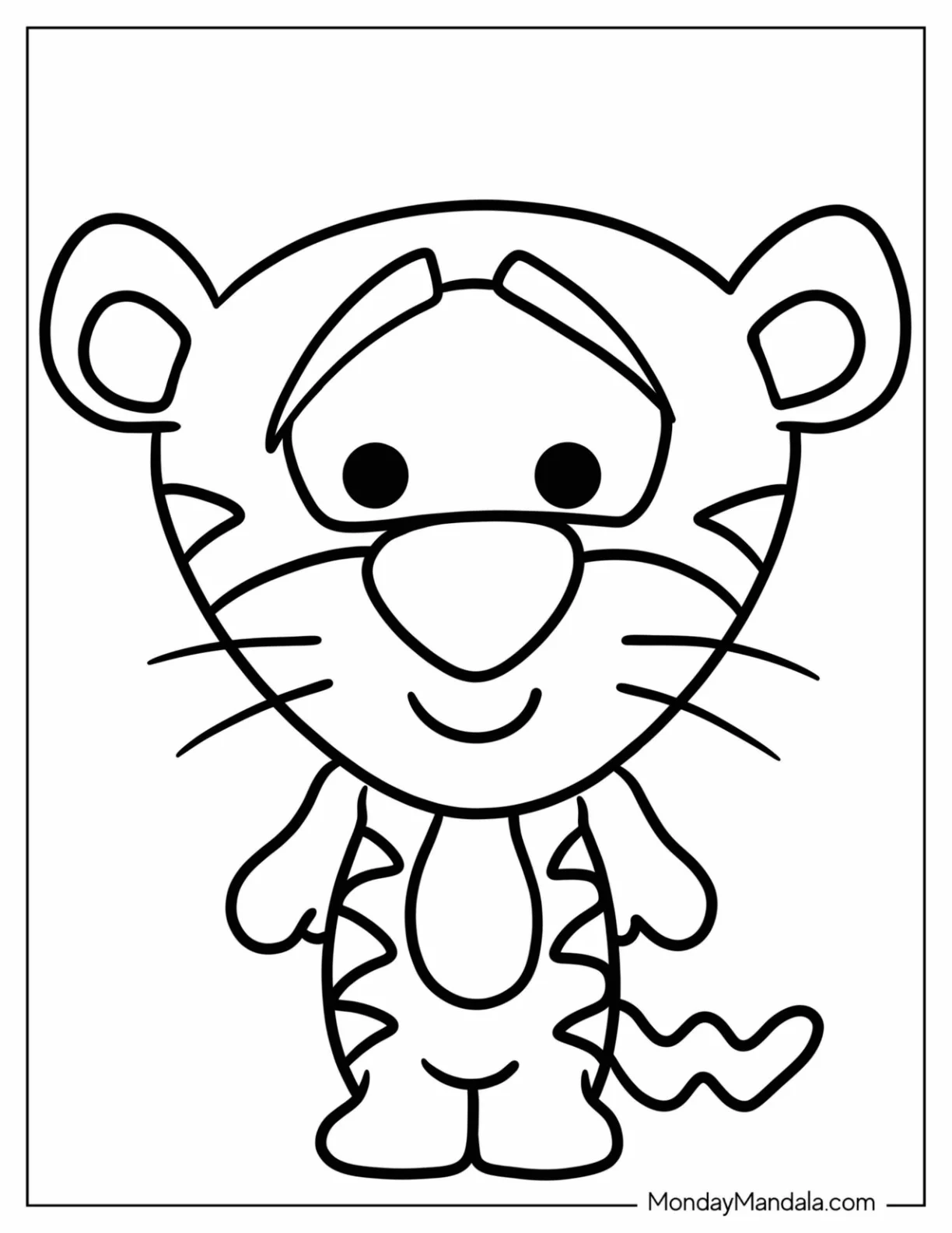 Cute Tigger Coloring Page For Preschoolers coloring page