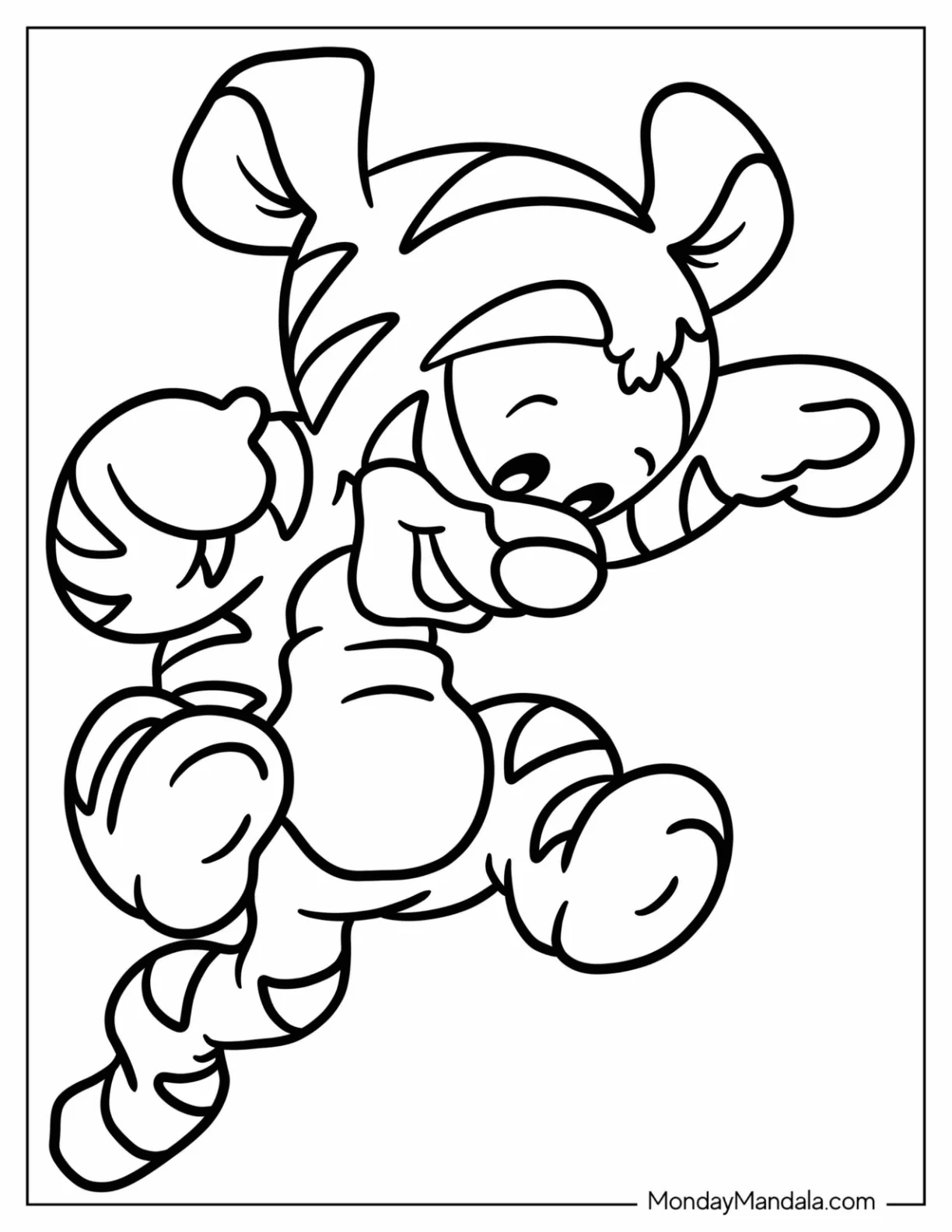 Easy Kawaii Tigger Coloring Page For Kids coloring page — printable line art