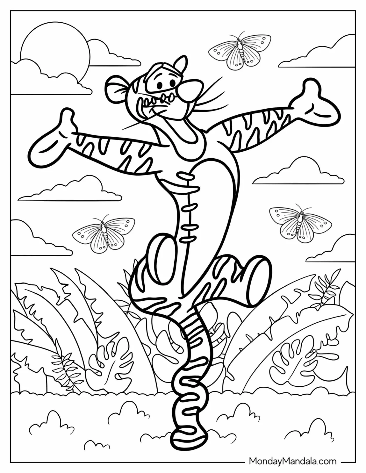 Tigger Coloring Page Leaping Through His Tail coloring page