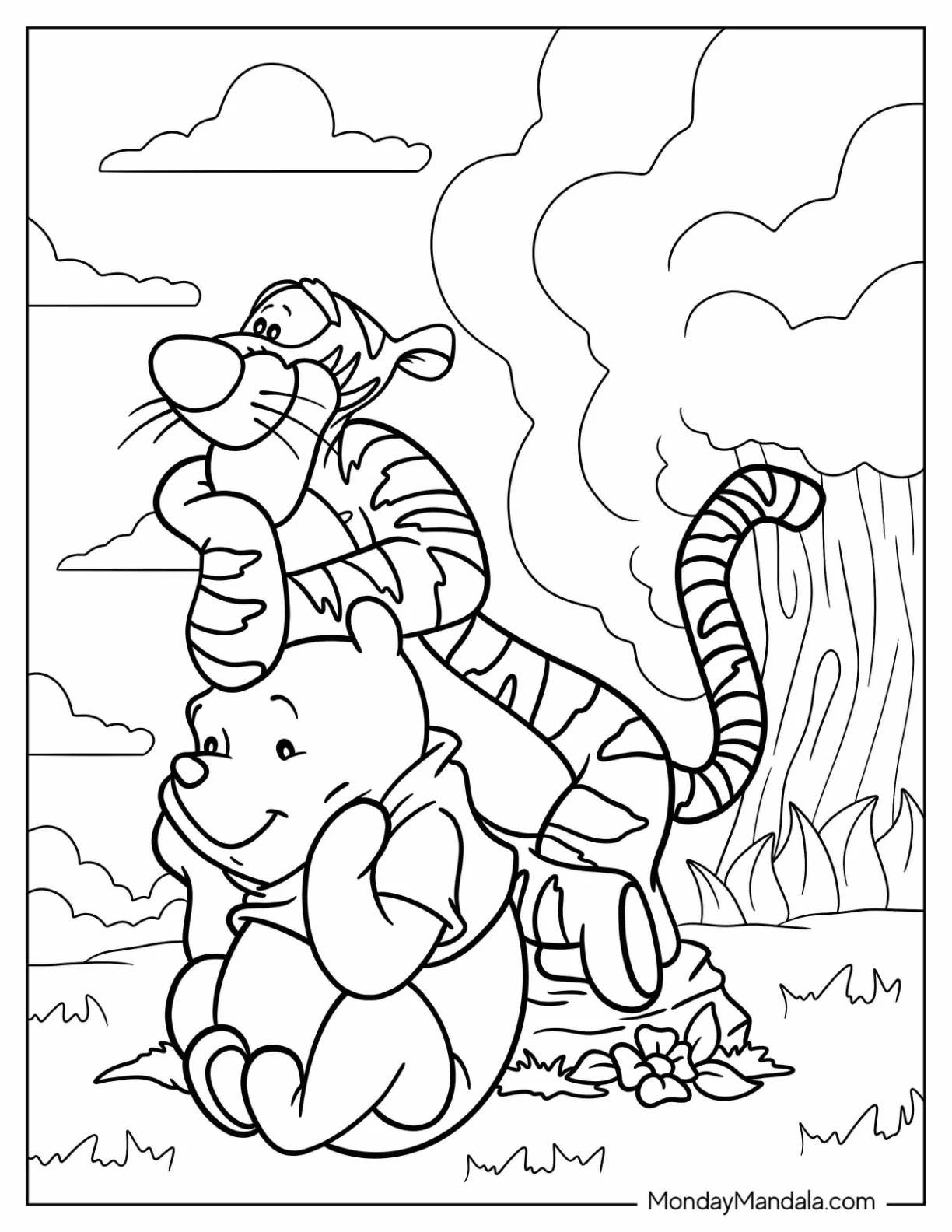 Winnie The Pooh Hanging Out With Tigger Coloring Page coloring page