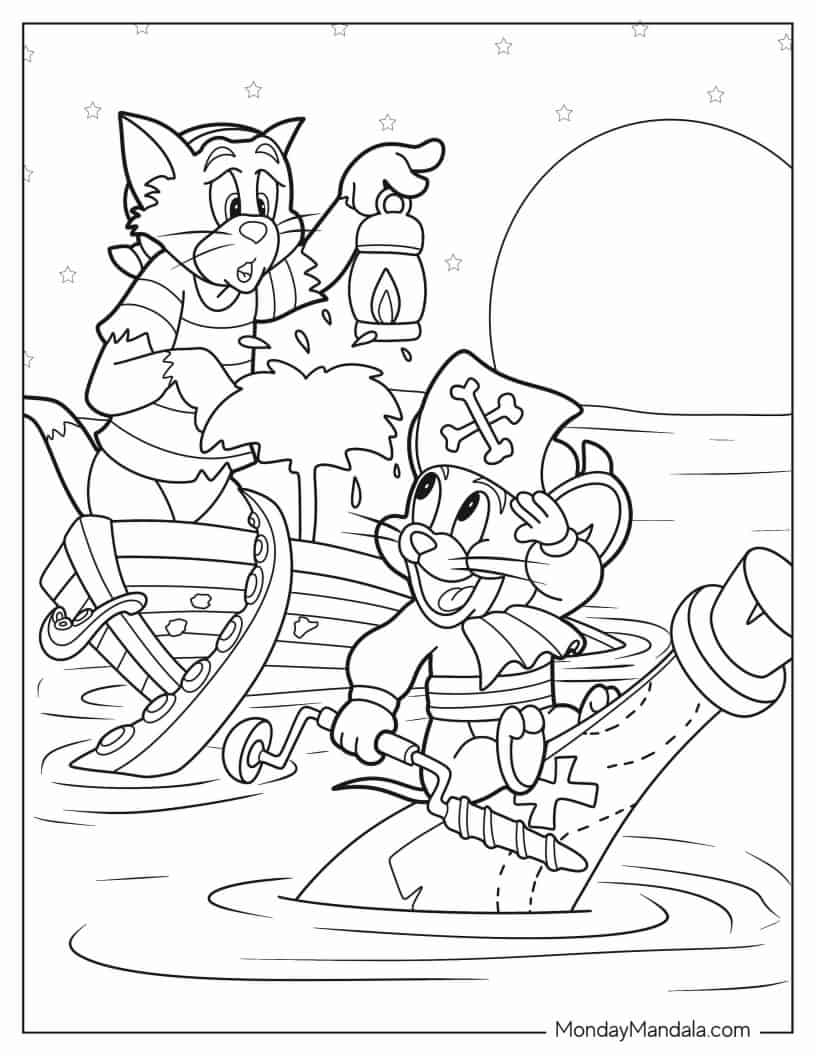 Coloring Page of Pirate Tom and Jerry for Kids coloring page