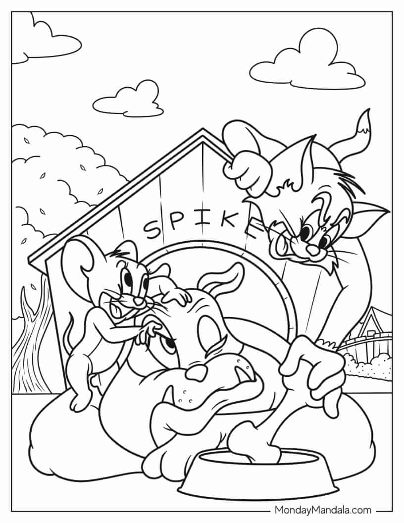 Coloring Page of Tom and Jerry Annoying Spike coloring page