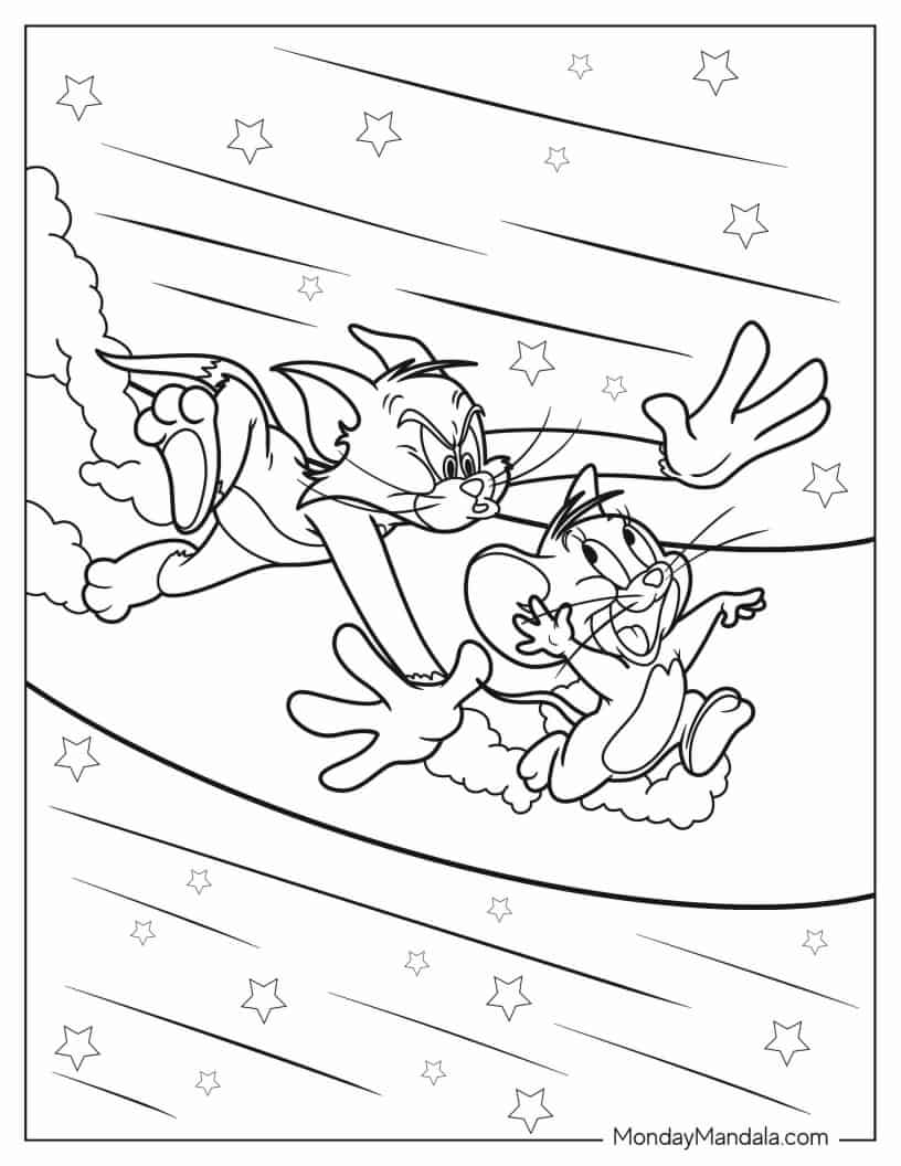Jerry Running Away From Tom to Color coloring page