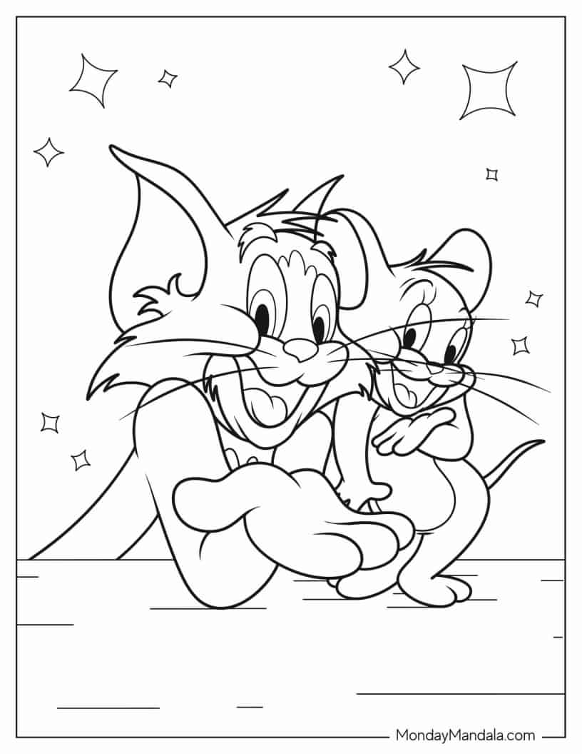 Smiling Tom and Jerry to Color for Kids coloring page