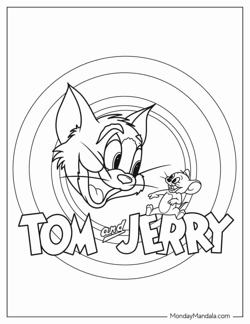 Tom and Jerry Cartoons Logo coloring page
