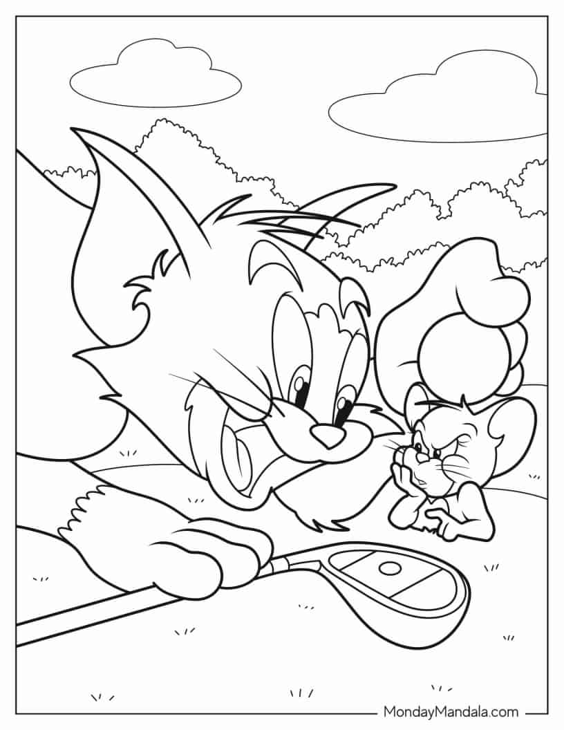 Tom and Jerry on Golf Corse coloring page
