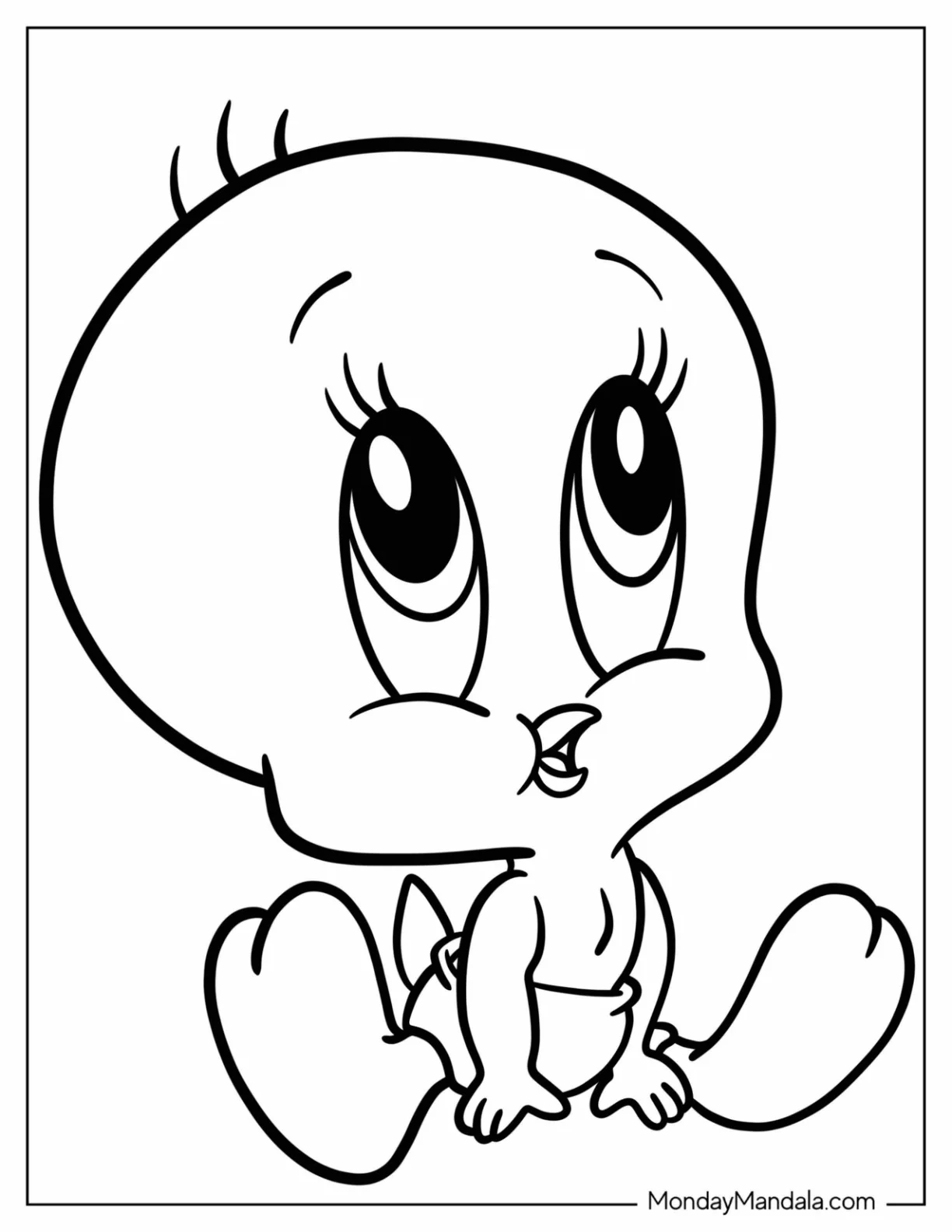 Easy Baby Tweety Coloring Page For Preschoolers coloring page — printable line art