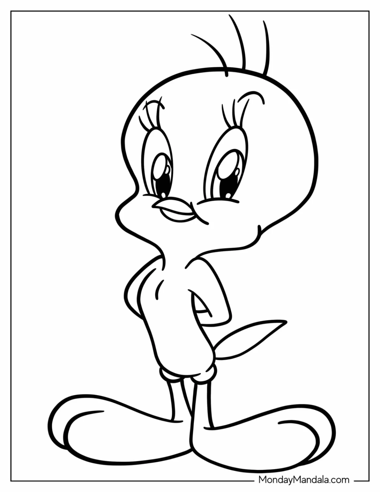 Easy Tweety Coloring Page Bird Outline For Preschoolers coloring page