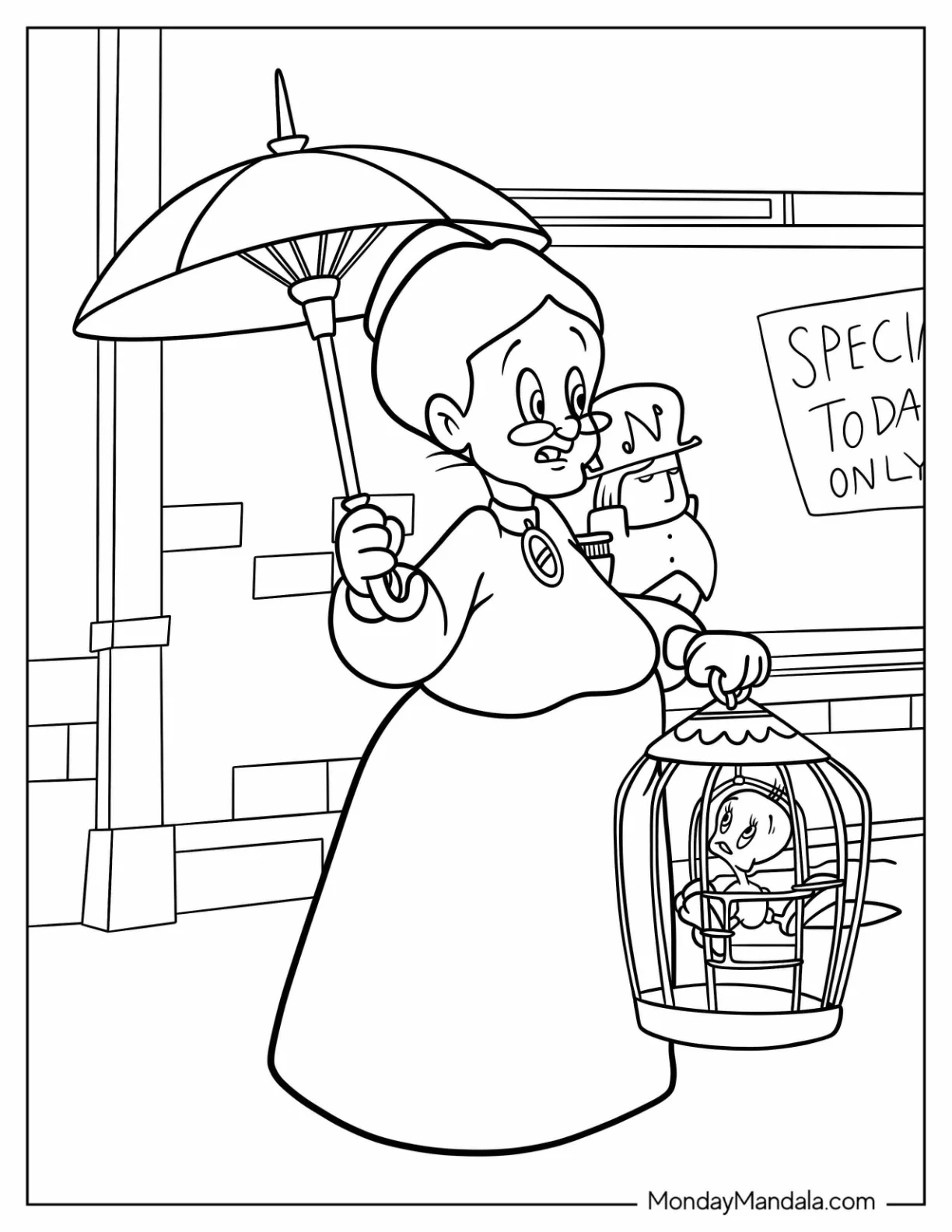 Emma Webster Holding Tweety Coloring Page Bird In A Cage coloring page