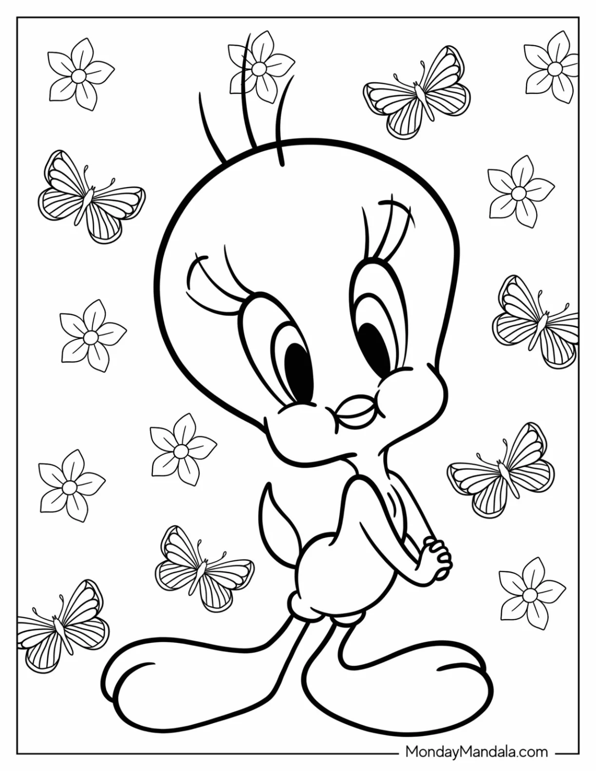 Kawaii Tweety Coloring Page For Kids coloring page