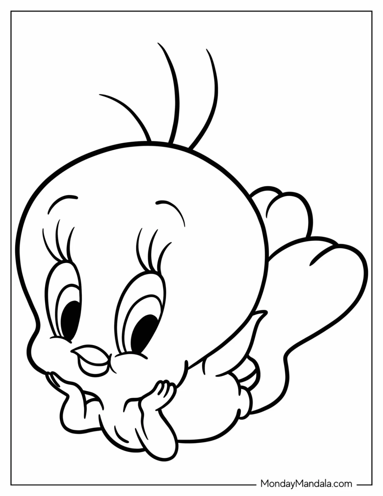 Tweety Coloring Page Bird In Cute Pose For Kids coloring page