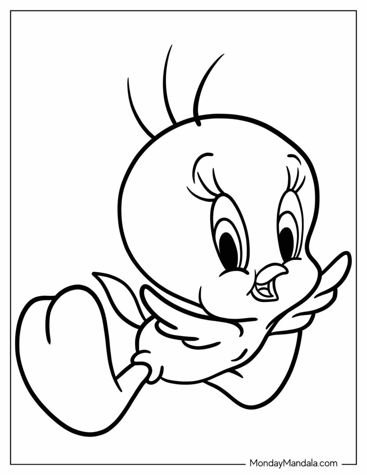 Tweety Coloring Page Flying For Preschoolers coloring page — printable line art
