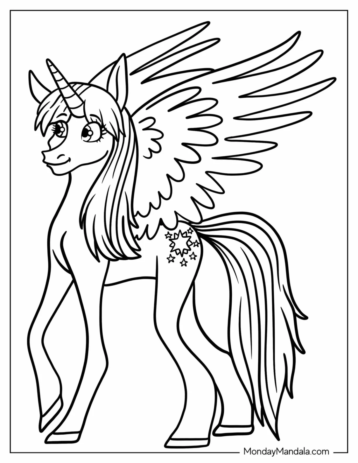 Adult Twilight Sparkle Coloring Page With Huge Wings coloring page