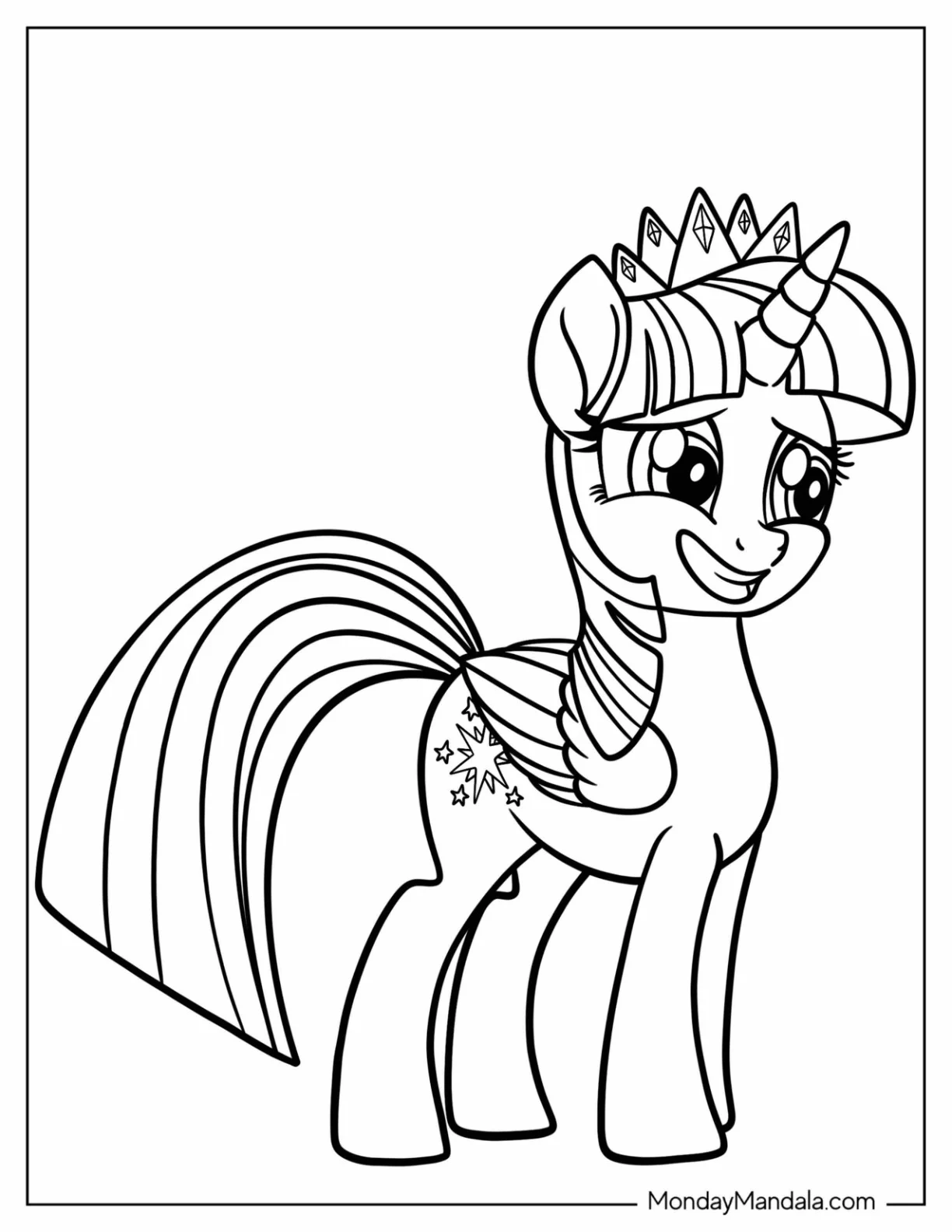 Easy Smiling Twilight Sparkle Coloring Page For Kids coloring page