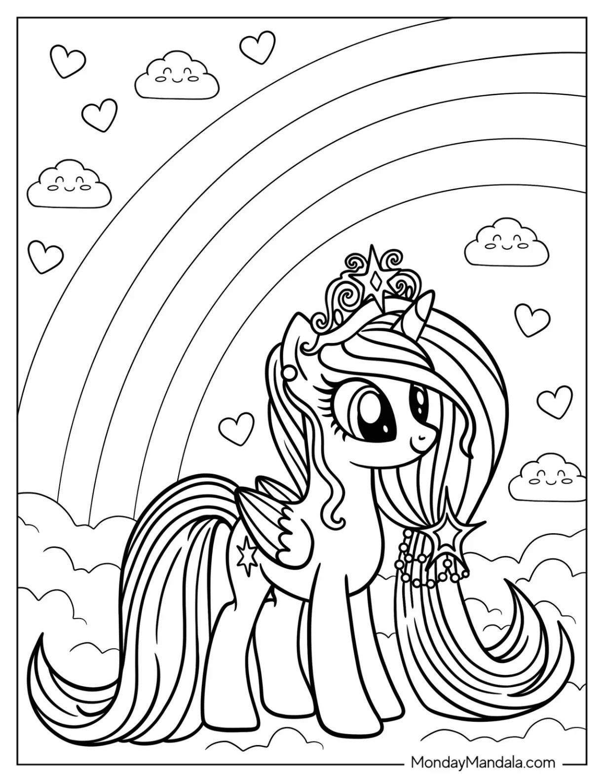 Elegant Twilight Sparkle Coloring Page Wearing A Crown In The Clouds coloring page