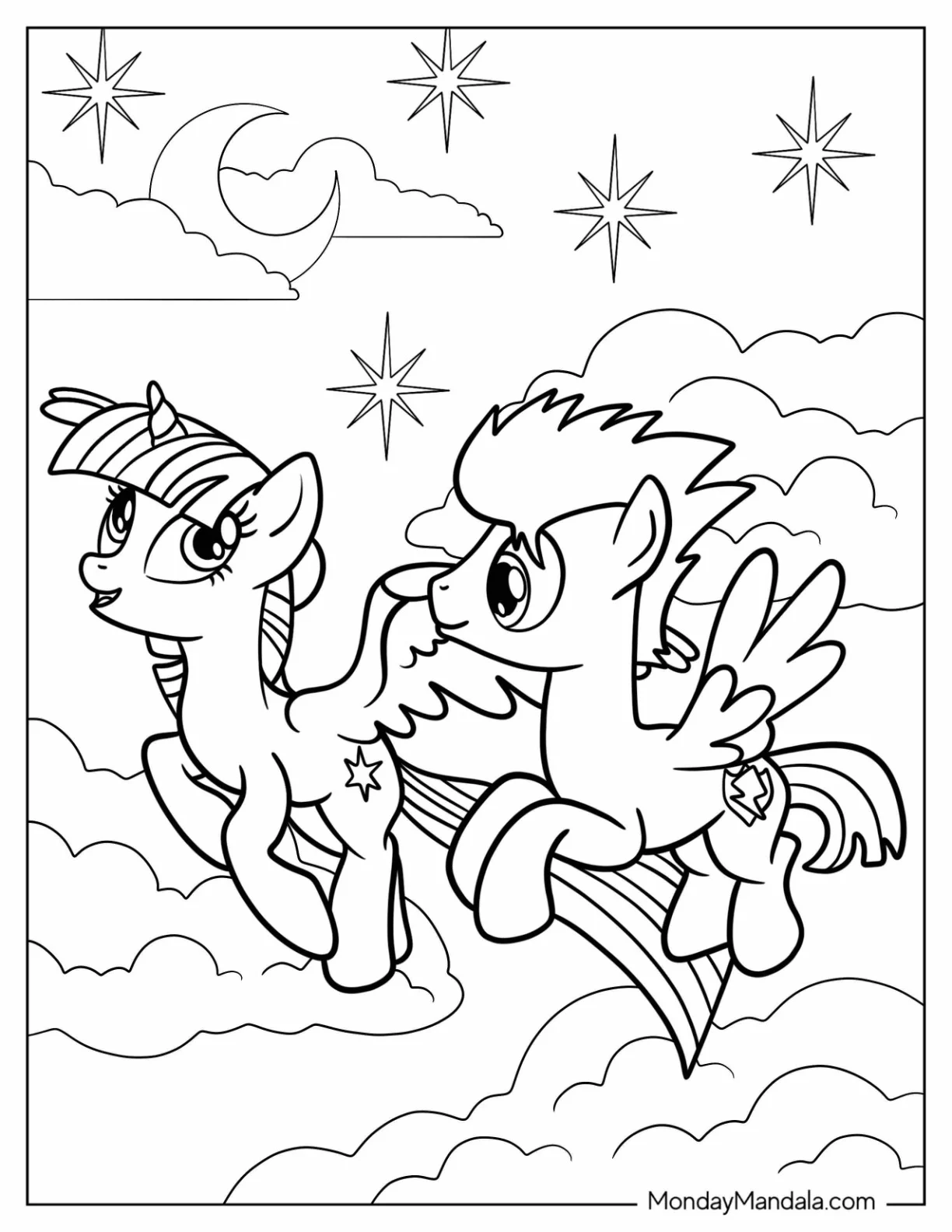 Flash Sentry And Twilight Sparkle Coloring Page Flying Together coloring page