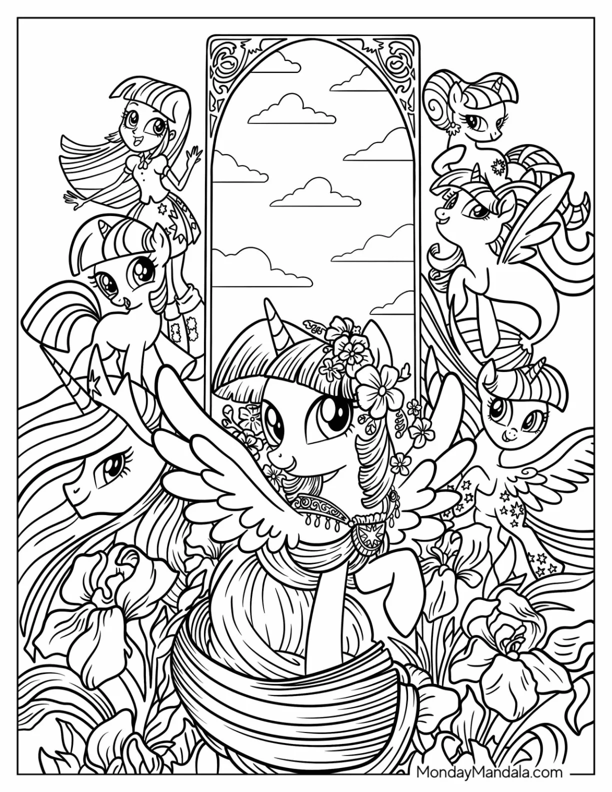 Twilight Sparkle Coloring Page Montage coloring page